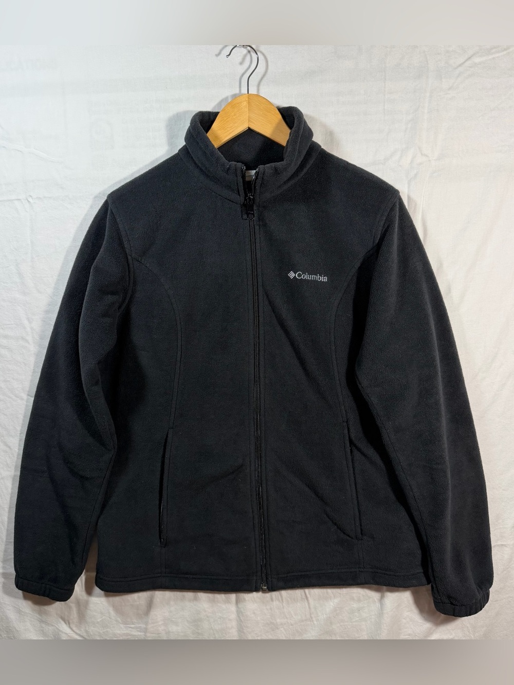 Columbia Women's Black Full Zip Fleece Jacket Logo Accents Size Large